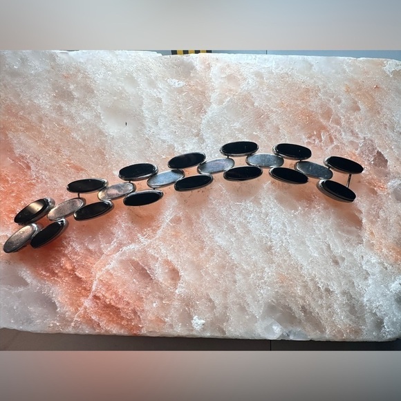 Women’s Bracelet Sterling Bezel Set Onyx Del Rio Mexico Handmade 7’ VTG 4111 B - Picture 13 of 15